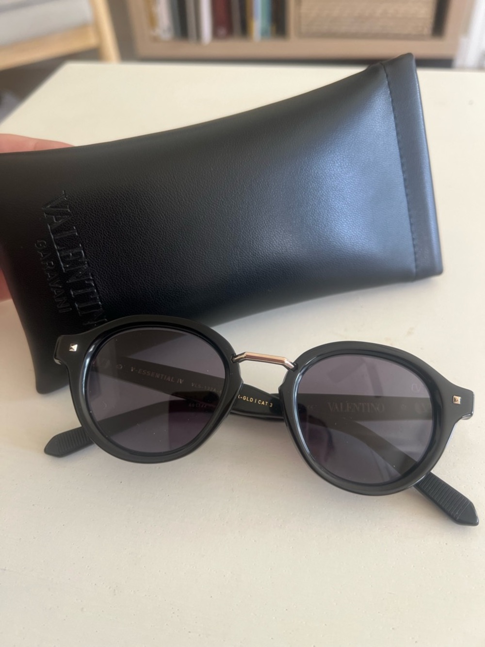 NWT-Valentino Garavani Round Black and Gold Sunglasses- Unisex
